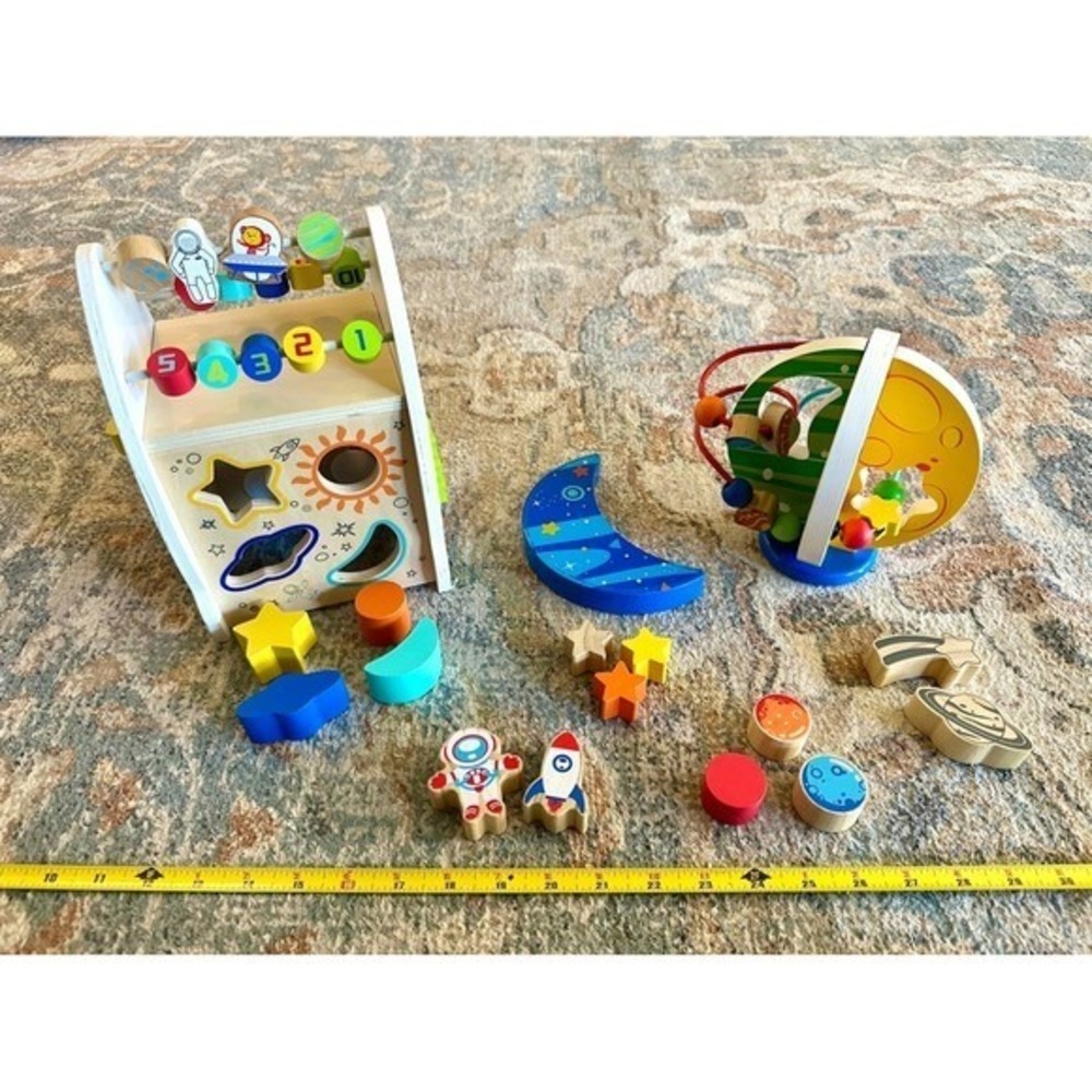 Imaginarium Out of this World Space Theme Wooden Activity Cube Trio Kids Toy - Picture 3 of 9